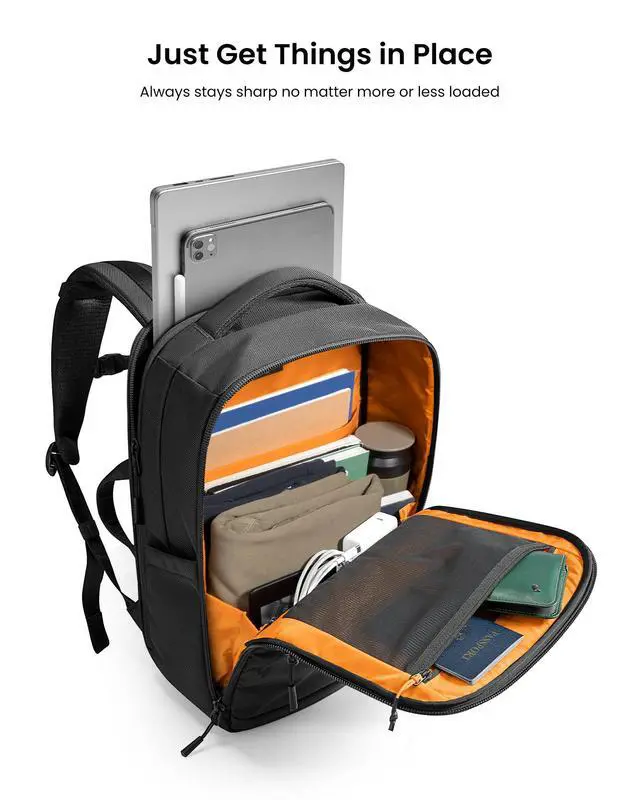 Alt view image 2 of 5 - tomtoc Laptop Backpack X-Pac Techpack Designed for Business Professional Commuter, City Compact Backpack for 16-inch MacBook Pro, Black