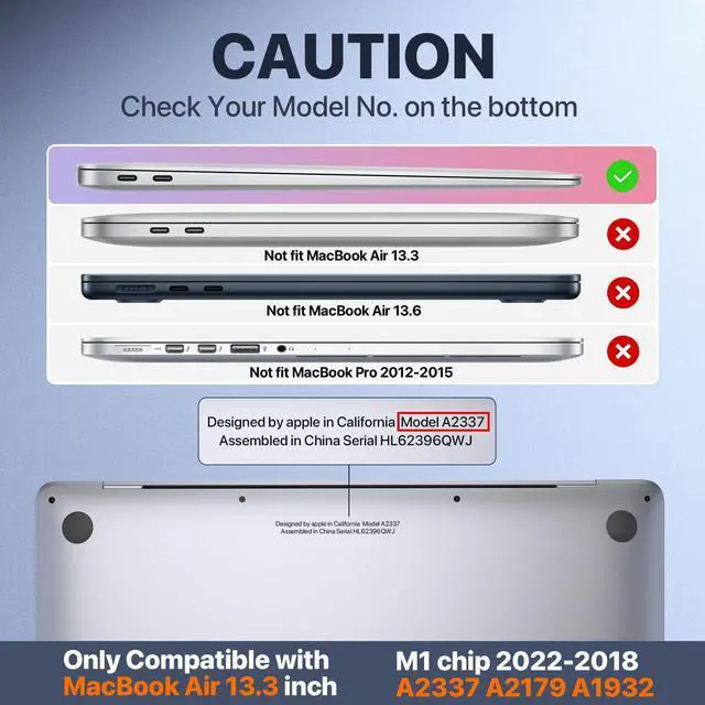 Alt view image 2 of 5 - Soonjet Compatible for MacBook Air 13 inch Case 2020 2019 2018, A2337 M1 A2179 A1932, Same as Bare Device, Sturdy Plastic Protective Hard Shell Cover for MacBook Air 13.3 inch Case - Matte Clear