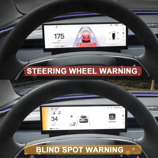 Alt view image 4 of 5 - Tlyard 10.88" Head Up Display for Tesla Juniper 2025 2026, Touchscreen HUD Carplay for Model Y Juniper Accessories, Online OTA, Blind Spot Alert,NOT Affect Airvent,Smart Instrument Cluster(Juniper)