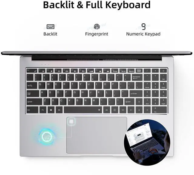 Alt view image 4 of 5 - Laptop Windows 11 Computer, 15.6 inch 12GB RAM with Notebook 256GB ROM, N5095 CPU Processors up to 2.9 GHZ, 5G WiFi/BT 4.2/HDMI - Business Laptops/Student Computer, Small Laptop with Wired Mouse & Pad