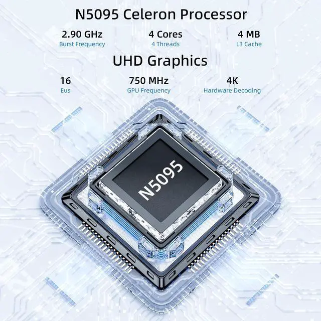 Alt view image 5 of 5 - Laptop Windows 11 Computer, 15.6 inch 12GB RAM with Notebook 256GB ROM, N5095 CPU Processors up to 2.9 GHZ, 5G WiFi/BT 4.2/HDMI - Business Laptops/Student Computer, Small Laptop with Wired Mouse & Pad