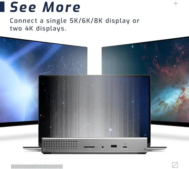 Alt view image 5 of 5 - OWC Thunderbolt Go Dock, 11 Ports, Built in Power Supply, 90W Charging, TB4 (USB-C), USB, HDMI, 2.5GbE, SD, Also Compatible with USB-C Devices, Supports Thunderbolt Share