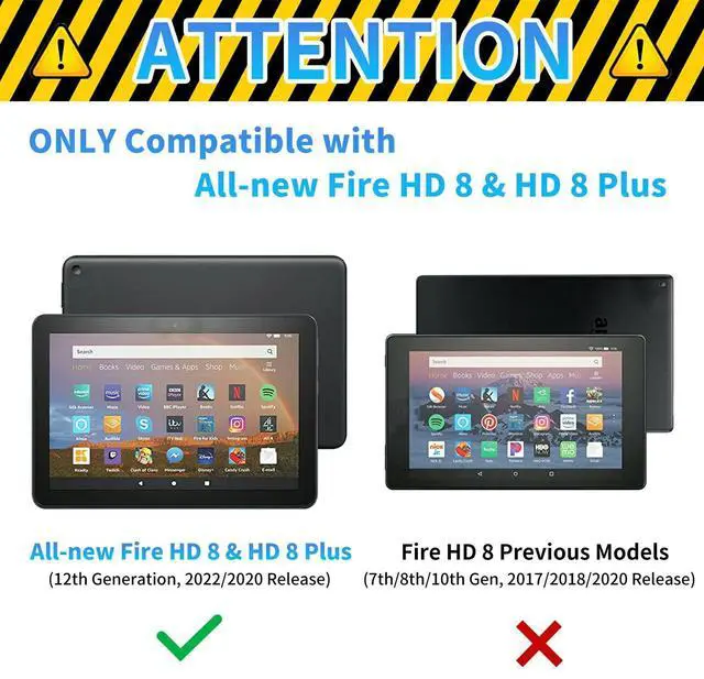 Alt view image 2 of 5 - Case Fits All-New Amazon Kindle Fire HD 8 & 8 Plus Tablet(12th Generation/10th Generation, 2022/2020 Release) 8" Slim Lightweight PU Leather Smart Stand Cover Case with Auto Wake/Sleep,Running Horse