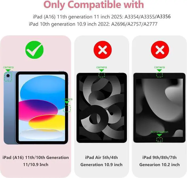 Alt view image 2 of 5 - Wenlaty Compatible with iPad (A16) 11th Generation Case 11 Inch 2025, for iPad 10th Generation 10.9 Inch 2022 with Pencil Holder, Trifold Stand Protective Clear Back Shell, Auto Wake/Sleep, Rose Pink