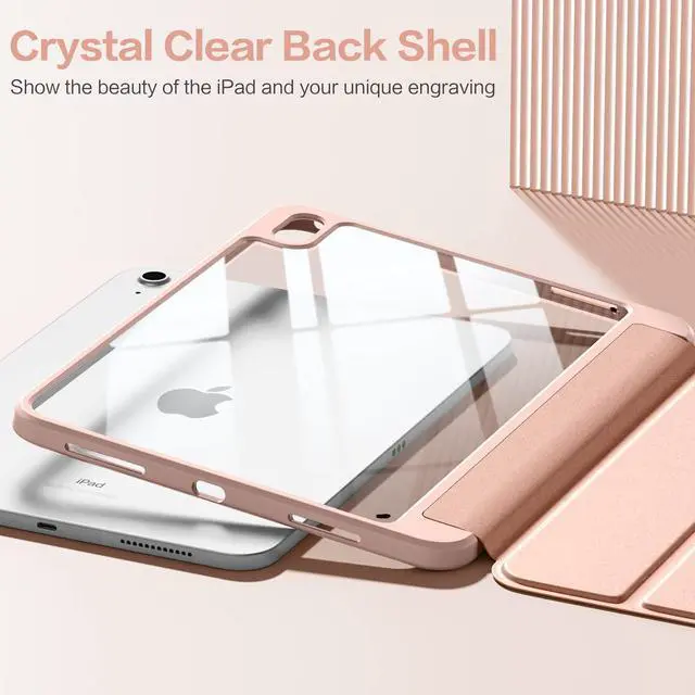 Alt view image 4 of 5 - Wenlaty Compatible with iPad (A16) 11th Generation Case 11 Inch 2025, for iPad 10th Generation 10.9 Inch 2022 with Pencil Holder, Trifold Stand Protective Clear Back Shell, Auto Wake/Sleep, Rose Pink