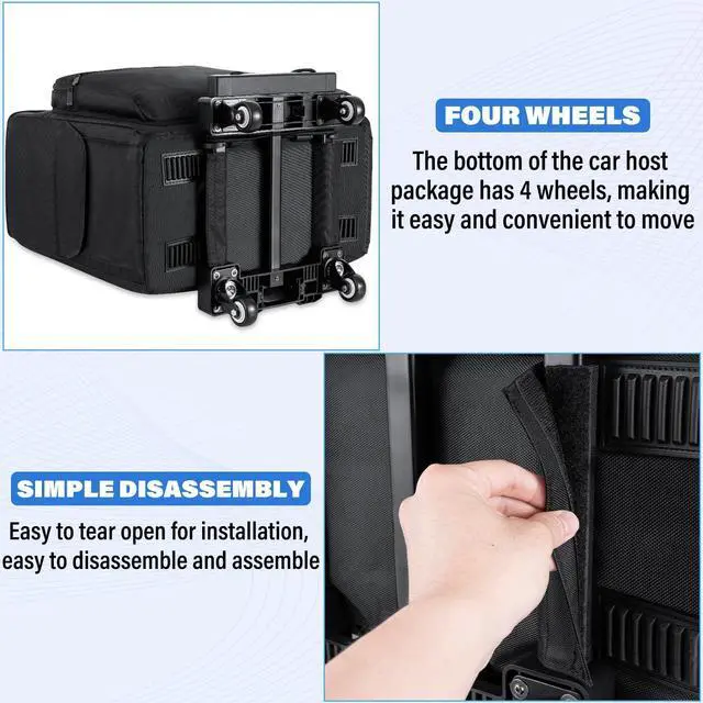 Alt view image 2 of 5 - AKOZLIN Desktop Carrying Case PC Tower Travel Case with Detachable Cart PC Gaming Computer Case Travel Storage Bag for Desktop Tower, Keyboard, Cable and Mouse Black