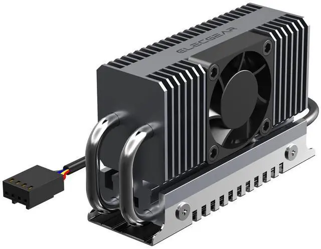 Main image of ElecGear M.2 2280 SSD Cooler, EL-80X PWM Cooling Fan + Heat Pipe + Solid Aluminum Heatsink for 80mm PCIe NVMe and SATA SSD Internal Solid State Drive, Thermal Pads Included