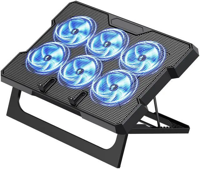 Main image of MOKURU Laptop Cooling Pad, Laptop Cooler with 6 Quiet Fans Up to 17.3 Inch Heavy Notebook Cooler Stand, 8 Levels of Tilt, Two Levels of Height Adjustable (Black)