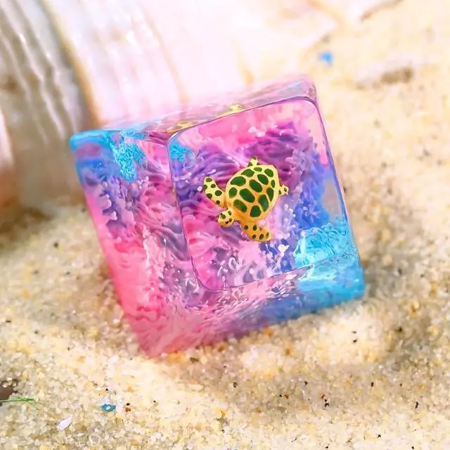 Alt view image 3 of 5 - Sea Turtle Artisan Keycap Pink and Blue Ocean Coral R1 SA Profile Custom Sea Creatures Keycaps 1U ESC Handmade Gaming Resin Key Cap Cherry MX Switch Compatible Mechanical Keyboard Turtle Lover Gift