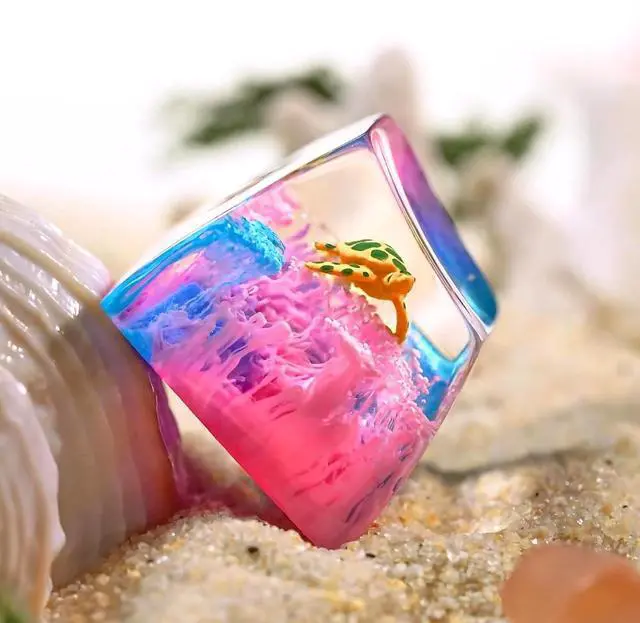Alt view image 4 of 5 - Sea Turtle Artisan Keycap Pink and Blue Ocean Coral R1 SA Profile Custom Sea Creatures Keycaps 1U ESC Handmade Gaming Resin Key Cap Cherry MX Switch Compatible Mechanical Keyboard Turtle Lover Gift