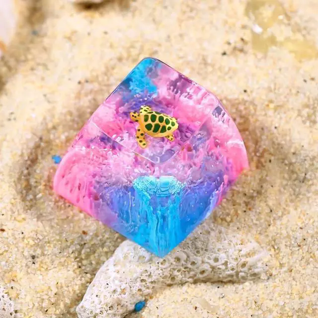Alt view image 5 of 5 - Sea Turtle Artisan Keycap Pink and Blue Ocean Coral R1 SA Profile Custom Sea Creatures Keycaps 1U ESC Handmade Gaming Resin Key Cap Cherry MX Switch Compatible Mechanical Keyboard Turtle Lover Gift