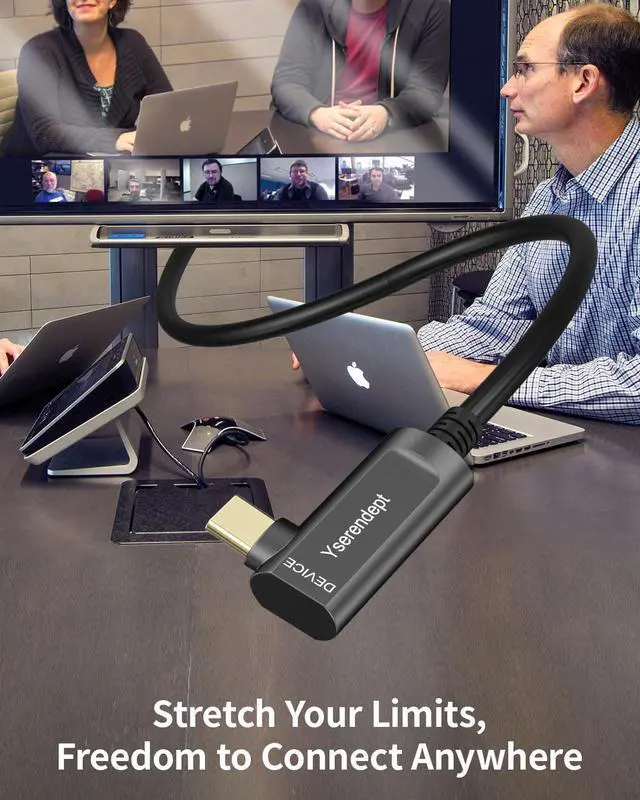 Alt view image 5 of 5 - YSerendept Fiber Optic USB C Cable 50ft,Right Angle High Speed 10Gbps Active Optical Long Distance Extension for Webcams,4K Cameras,VR/AR,Hubs,HDDs,Projectors & Medical Systems