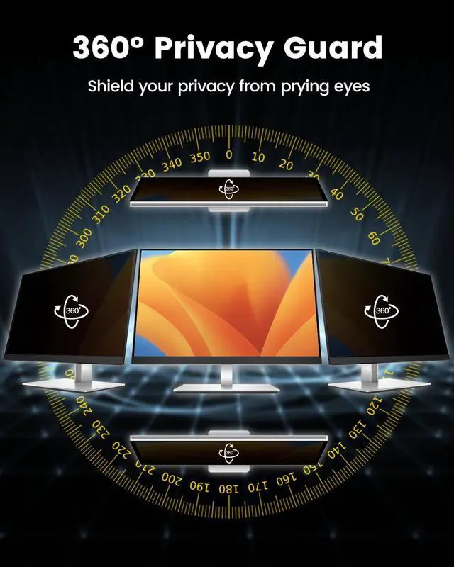 Alt view image 2 of 5 - F FORITO 22 Inch 16:10 360°Privacy Screen Protector for Computer Monitor, Removable Eye Protection Anti Blue Light Anti Glare Computer Screen Privacy Shield for 22" Widescreen Monitors