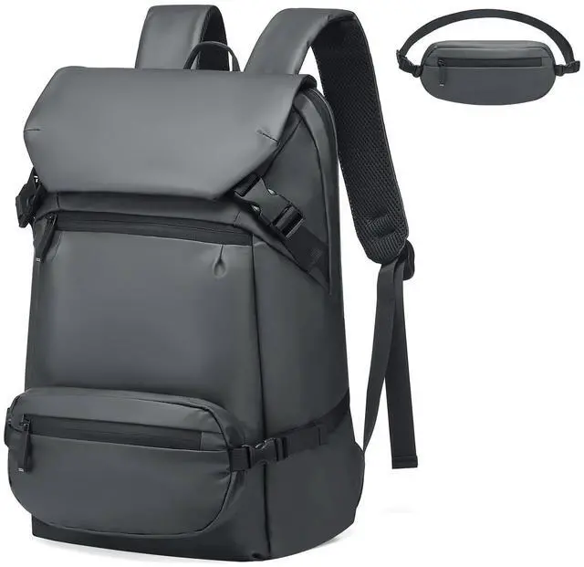 Main image of SUIKIHUM 2 in 1 Travel Backpack, Lightweight Fit in 17" Laptop Backpack with Removable Belt Bag, Waterproof Day Trip Bag, Gray