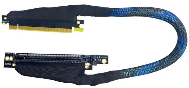 Main image of JMT PCIE 4.0 X16 Extension Cable 32GBS GEN4 Braided Mesh Harness Riser for AI Server Graphics Card Bendable GPU Adapter (50cm,16AD4 Right-Right)