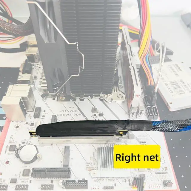 Alt view image 3 of 5 - JMT PCIE 4.0 X16 Extension Cable 32GBS GEN4 Braided Mesh Harness Riser for AI Server Graphics Card Bendable GPU Adapter (50cm,16AD4 Right-Right)