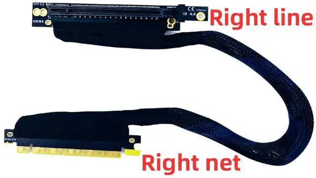 Alt view image 4 of 5 - JMT PCIE 4.0 X16 Extension Cable 32GBS GEN4 Braided Mesh Harness Riser for AI Server Graphics Card Bendable GPU Adapter (50cm,16AD4 Right-Right)