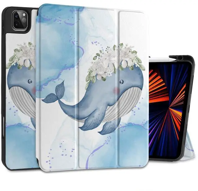 Main image of Yebiseven Case for iPad 9th/8th/7th Generation 10.2 inch, Shockproof Tablet Case for iPad 10.2 inch 2022 2020 2019, Soft TPU Back Cover with Auto Wake/Sleep & Pencil Holder, Flower Whale