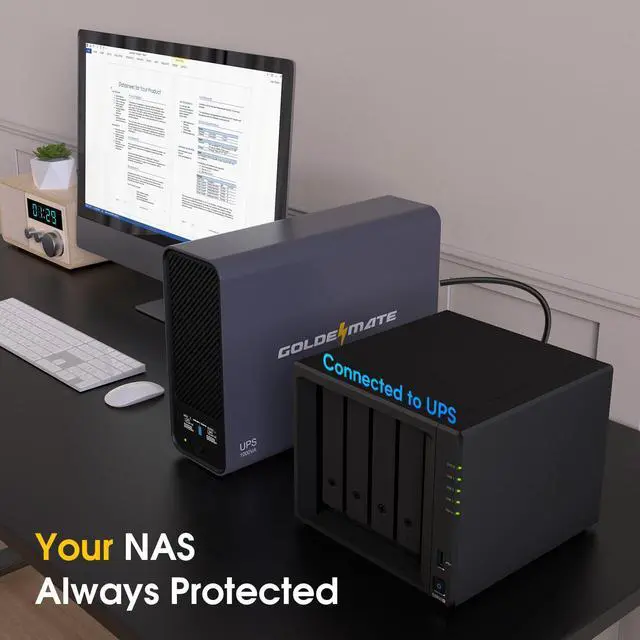 Alt view image 2 of 5 - GOLDENMATE 1000VA/600W Lithium UPS Battery Backup and Surge Protector, Sinewave UPS System with LiFePO4 Battery(153.6 Wh), Updated Pro Ver. with USB Communication Port, 8 Outlets, LCD Display, Gray