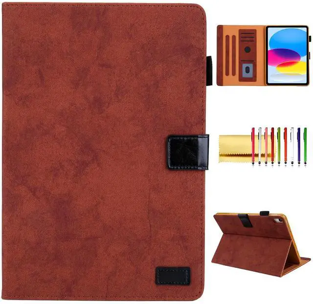 Main image of Techcircle Smart Case for iPad (A16) 11" 2025 / iPad 10th Generation 2022, Magnetic Flip Stand [Auto Wake/Sleep] PU Leather Soft TPU Back Protective Cover with Card Slots+Pencil Holder, Brown