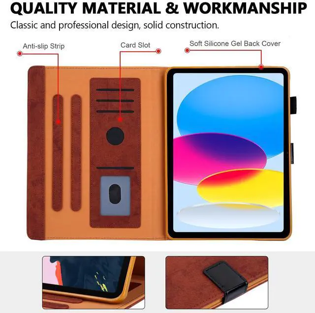 Alt view image 3 of 5 - Techcircle Smart Case for iPad (A16) 11" 2025 / iPad 10th Generation 2022, Magnetic Flip Stand [Auto Wake/Sleep] PU Leather Soft TPU Back Protective Cover with Card Slots+Pencil Holder, Brown