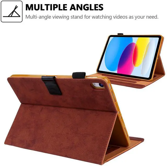 Alt view image 4 of 5 - Techcircle Smart Case for iPad (A16) 11" 2025 / iPad 10th Generation 2022, Magnetic Flip Stand [Auto Wake/Sleep] PU Leather Soft TPU Back Protective Cover with Card Slots+Pencil Holder, Brown