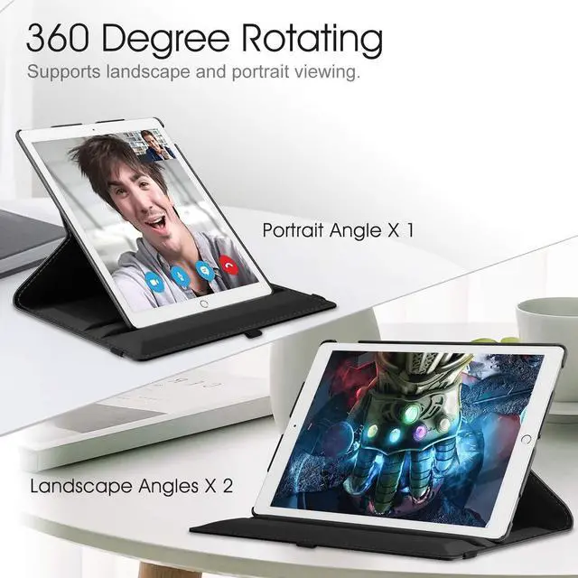 Alt view image 4 of 5 - Fintie Rotating Case - 2017/2015 iPad Pro 12.9 inch (Old Model) 1st & 2nd Gen Case, 360 Degree Swiveling Stand Protective Back Cover, Supports Auto Wake/Sleep, Black