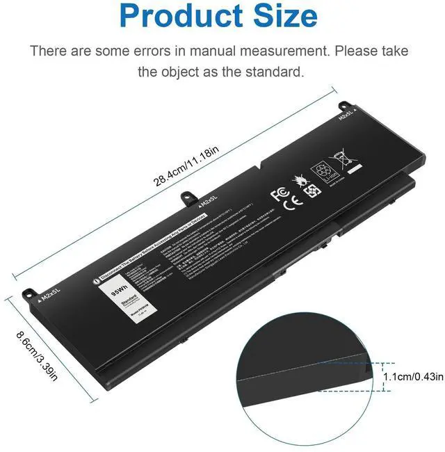 Alt view image 4 of 5 - Futurebatt PKWVM Laptop Battery Replacement for Dell Precision 7550 7560 7750 7760 Mobile Workstation P44E P93F P44E001 P44E002 P93F001 P93F002 C903V CR72X 0CR72X 0447VR 068N03 17C06 453-BBCQ