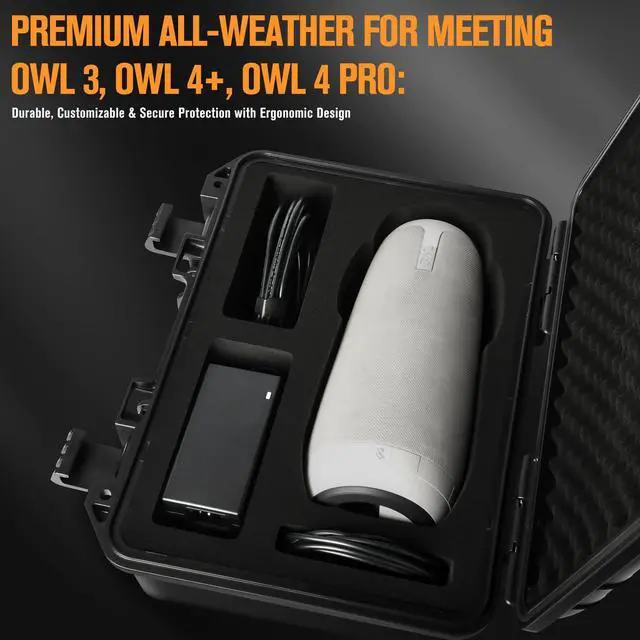 Alt view image 4 of 5 - Hard Camera Case for Meeting Owl 3  Large Capacity Travel Cases for Camera, Power Supply, Cables, Card Holder, and Meeting Accessories | Waterproof Carrying Case for Owl 4+ / 4+ Pro Conference Use