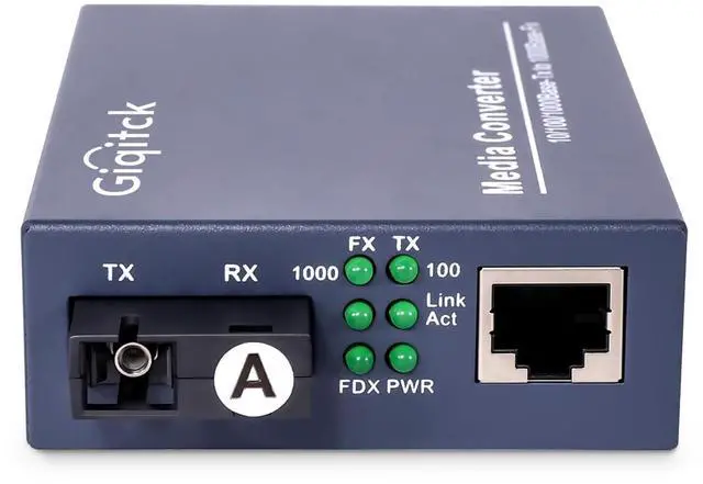Alt view image 2 of 5 - A Pair 1.25G/s Bidi Gigabit Media Converter, 10/100/1000Base-Tx to 1000Base-FX Fiber Ethernet Coverter, Singlemode SC Bidi Transceiver TX1310nm/TX1550nm, 10Km