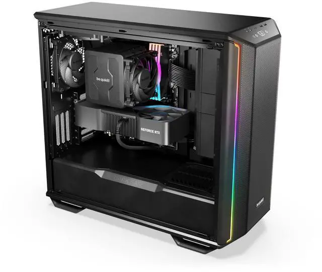 Alt view image 5 of 5 - Dark Base 701 Midi Tower PC Case | Mesh Front | Airflow Optimized | 3 Pre-Installed Silent Wings 4 Fans | ARGB Lighting with Controller | Tempered Glass | PWM and ARGB Hub | Black | BGW58