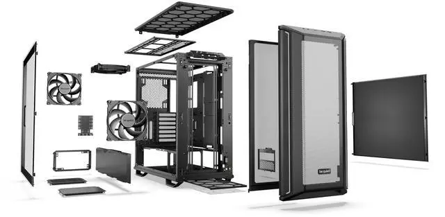 Alt view image 4 of 5 - Dark Base 701 Midi Tower PC Case | Mesh Front | Airflow Optimized | 3 Pre-Installed Silent Wings 4 Fans | ARGB Lighting with Controller | Tempered Glass | PWM and ARGB Hub | Black | BGW58