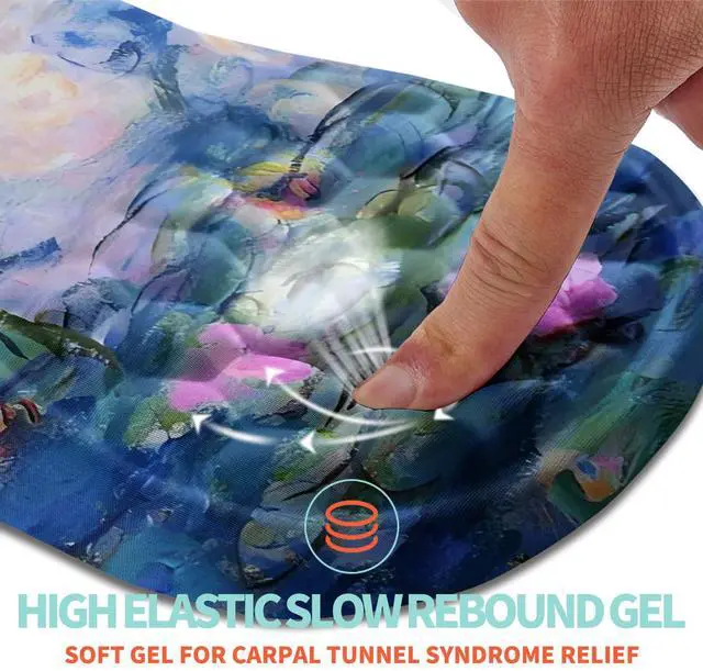 Alt view image 2 of 5 - Kuosgm Ergonomic Mouse Pad Wrist Support with Memory Foam Massage Bulge, Carpal Tunnel Pain Relief Mousepad Wrist Rest for Mouse(12x8 inch, Lotus Pond)