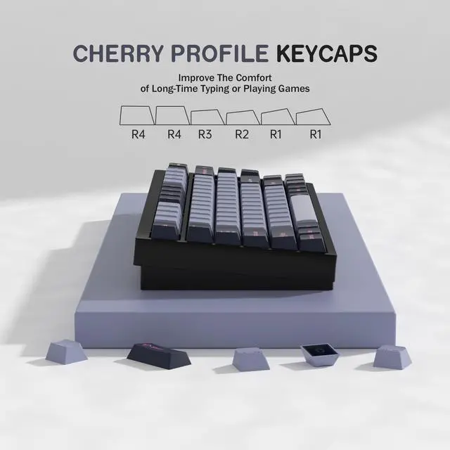 Alt view image 3 of 5 - KBDiy 8008 PBT Double Shot Keycap Set,174 Keys Retro Blue Custom Key Cap Keycaps 60 Percent Cherry Profile Keycaps for 61/64/68/84/87/100/104/108 Mechanical Keyboard