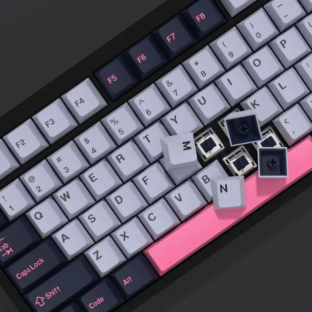 Alt view image 5 of 5 - KBDiy 8008 PBT Double Shot Keycap Set,174 Keys Retro Blue Custom Key Cap Keycaps 60 Percent Cherry Profile Keycaps for 61/64/68/84/87/100/104/108 Mechanical Keyboard