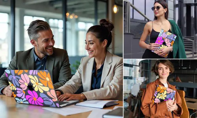 Alt view image 3 of 5 - DONGKE for M4 MacBook Pro 14 inch Case 2024 2023 2021 A3112 A3401 A3185 M3 A2918 A2992 M2 A2779 M1 A2442 Pro Max with Retina XDR Display & Touch ID, Plastic Hard Shell Cover, Power Flowers