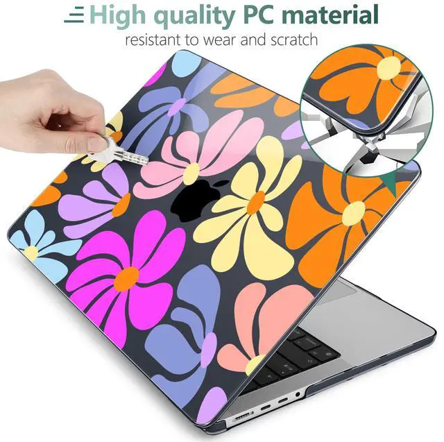 Alt view image 5 of 5 - DONGKE for M4 MacBook Pro 14 inch Case 2024 2023 2021 A3112 A3401 A3185 M3 A2918 A2992 M2 A2779 M1 A2442 Pro Max with Retina XDR Display & Touch ID, Plastic Hard Shell Cover, Power Flowers