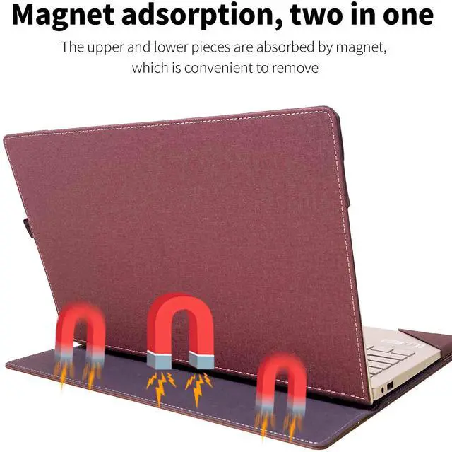 Alt view image 3 of 5 - Laptop Case Cover for 15.6" Samsung Galaxy Book5/4/3/2 Pro 360 15.6 Pro5/4/3/2 NP950 NT955 NP750 Notebook Sleeve Bag PU Shell with Kickstands(Burgundy, 15.6)