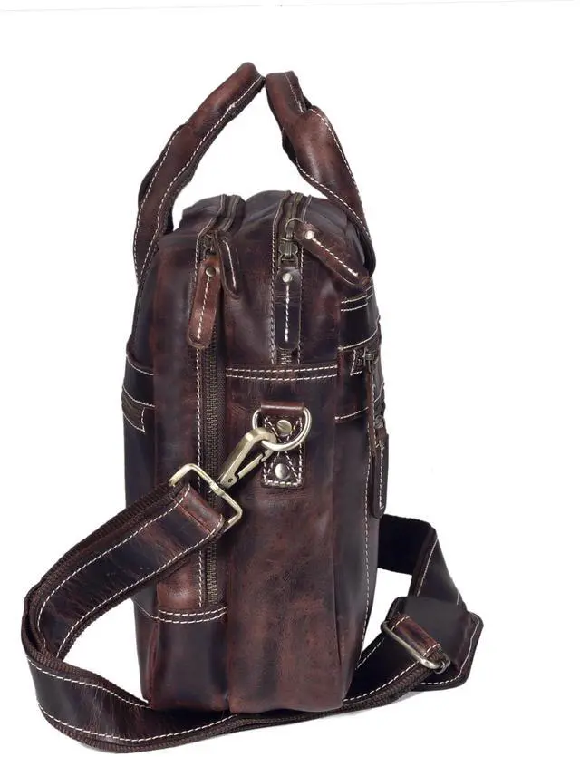 Alt view image 3 of 5 - Leather Messenger Bag For Men, Vintage Handmade Laptop Briefcase and Shoulder Bag for Men WOMEN
