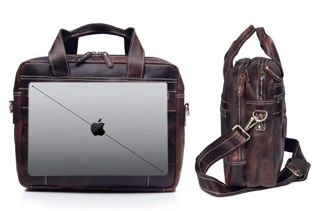 Alt view image 5 of 5 - Leather Messenger Bag For Men, Vintage Handmade Laptop Briefcase and Shoulder Bag for Men WOMEN