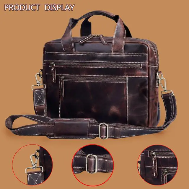 Alt view image 4 of 5 - Leather Messenger Bag For Men, Vintage Handmade Laptop Briefcase and Shoulder Bag for Men WOMEN