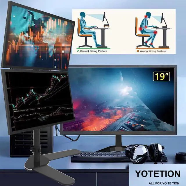 Alt view image 2 of 5 - YOTETION 19 inch HD (1440x 900) Monitor,2Packs 60Hz Refresh Rate, HDMI x1, Small Thin Monitor for laptops, Computers and desktops,LED Display, VGA/HDMI Connection.