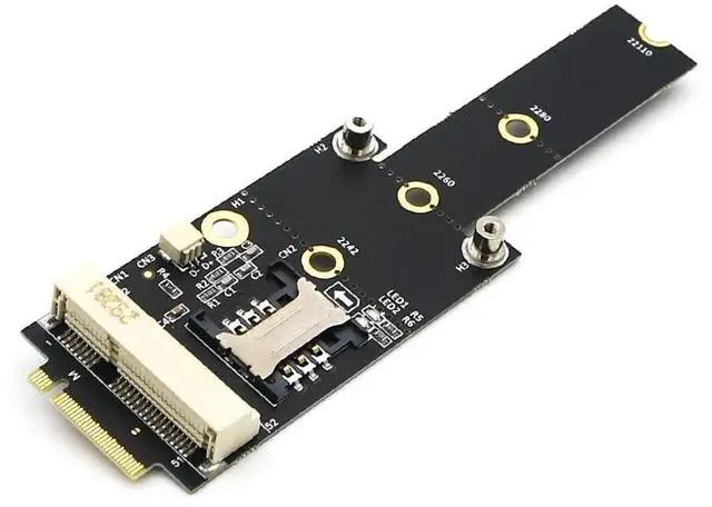 Main image of HLT Mini PCI-E to M.2(NGFF) Key M Adapter with SIM Card Slot