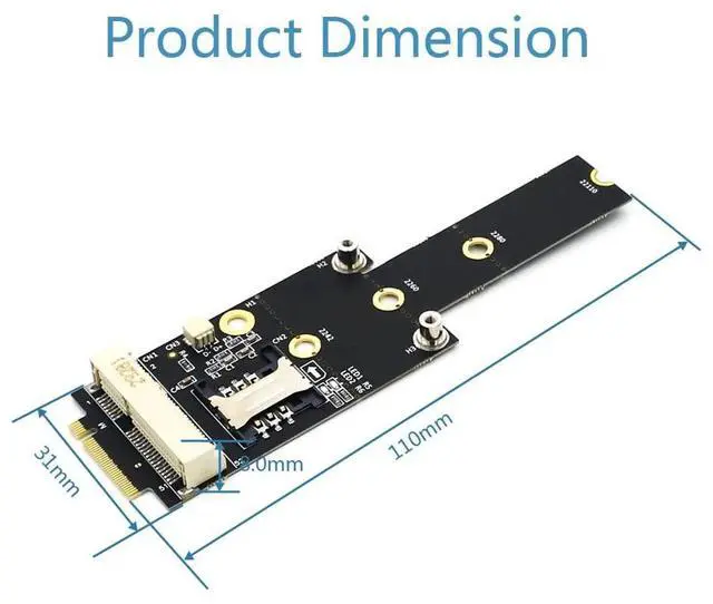 Alt view image 3 of 5 - HLT Mini PCI-E to M.2(NGFF) Key M Adapter with SIM Card Slot