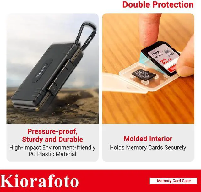 Alt view image 5 of 5 - Kiorafoto Memory Card Case with 24 Pack Clear Plastic Memory Card Holders for 24 SD SDXC SDHC & 24 TF Cards,Water-Resistant Anti-Shock SD MicroSD Card Carrying Organizer Storage Protector with Labels