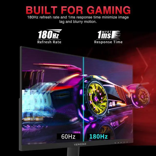 Alt view image 2 of 5 - Viewedge Gaming Monitor 24 Inch 1080p 180Hz, VA 1ms FHD PC Computer Monitor with 100% sRGB, Bluelight Filter, 2 HDMI & 1 DP Port, Support Freesync and Wall Mounted