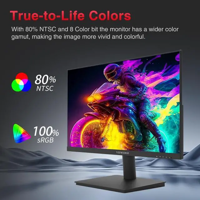 Alt view image 5 of 5 - Viewedge Gaming Monitor 24 Inch 1080p 180Hz, VA 1ms FHD PC Computer Monitor with 100% sRGB, Bluelight Filter, 2 HDMI & 1 DP Port, Support Freesync and Wall Mounted