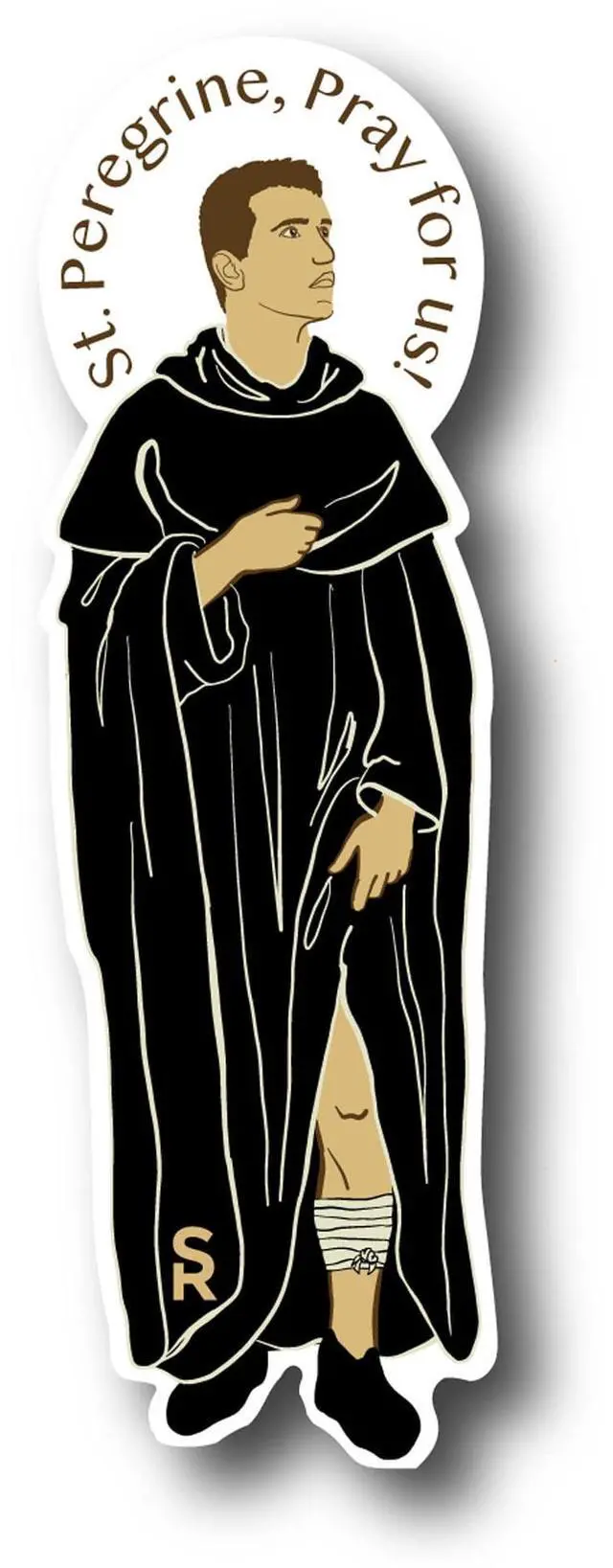 Alt view image 2 of 3 - Catholic Concepts | St. Peregrine 4 x 2.25 Vinyl Sticker Label Decal Waterproof Cool Accessory for Laptop, Hard Hats, Water Bottles, Scrapbooks, Folders, Cell Phone | 10-Pack