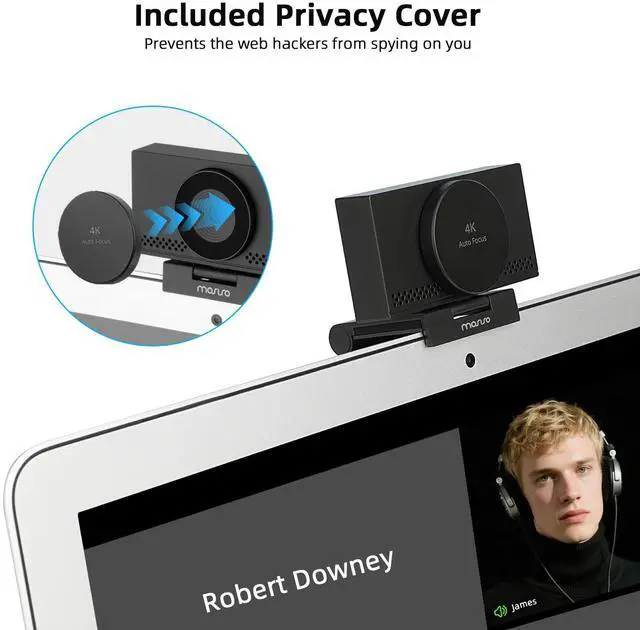 Alt view image 4 of 5 - MOSISO 4K Webcam for PC & Laptop with Microphone and Webcam Cover, Auto Light Correction, USB Plug and Play for Live Streaming Video Call Conference Online Lessons Game, Black