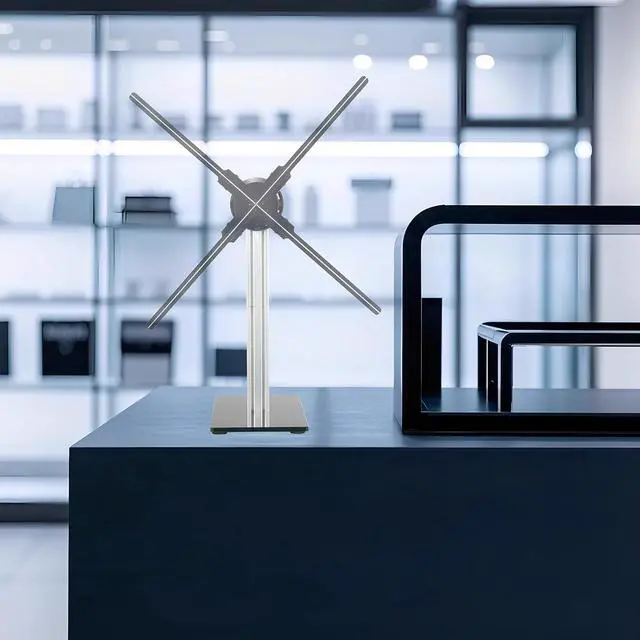 Alt view image 2 of 5 - Missyou 3D Hologram Fan Desktop Stand with Tempered Glass Base and Aluminum Alloy Frame, Suitable for 3D Hologram Fans Up to 27.5 Inches, Heavy Duty Display Holder for Home Office Exhibition